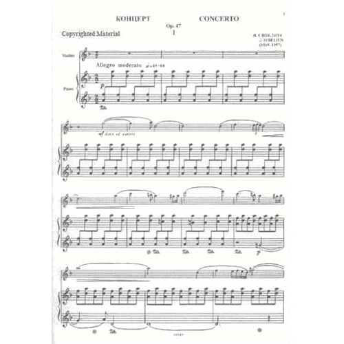 Sibelius, Jean - Violin Concerto in d minor, Op 47 - Violin and Piano - Muzyka Moscow