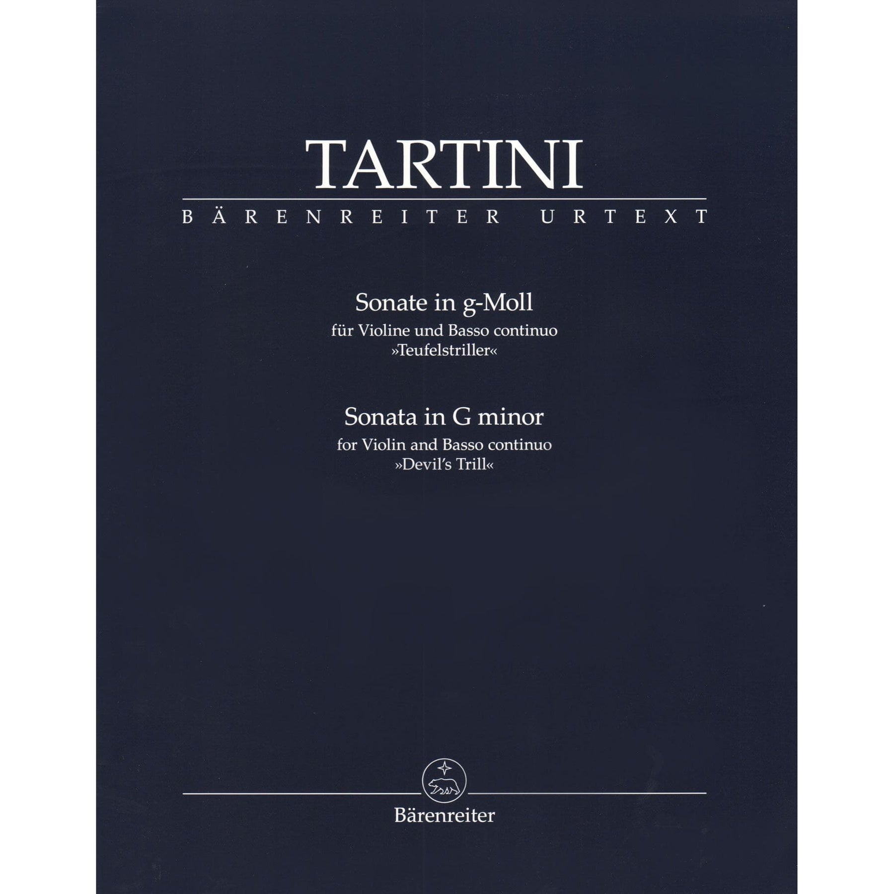 Tartini, Giuseppe - Sonata in G minor ("Devil's Trill") - for Violin and Basso continuo - Barenreiter URTEXT