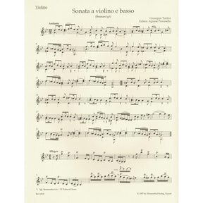 Tartini, Giuseppe - Sonata in G minor ("Devil's Trill") - for Violin and Basso continuo - Barenreiter URTEXT