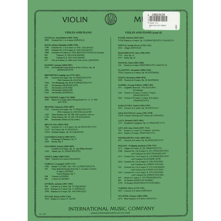 Bach, JS - Sonatas for Violin and Piano Nos 1-3, BWV 1014-1016 - edited by Ferdinand David - International Music Co