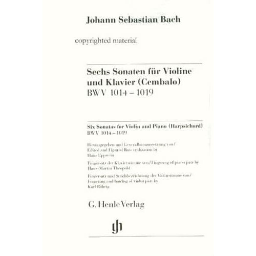 Bach, JS - Six Sonatas, BWV 1014 - 1019 - Violin and Piano - edited by Hans Eppstein - G Henle Verlag URTEXT