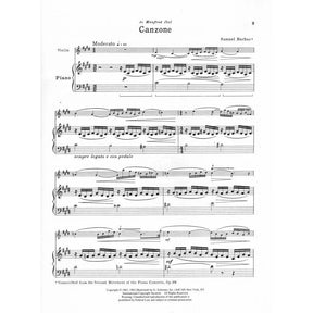 Barber, Samuel - Canzone Op 38a for Violin and Piano - Schirmer Edition