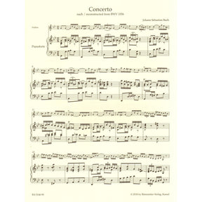 Bach, J.S. - Concerto in G minor, BWV 1056 - for Violin and Piano - Barenreiter URTEXT Edition