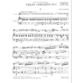 Bartók, Béla  - Violin Concerto No 2, Sz 117 - Violin and Piano - Boosey & Hawkes Edition