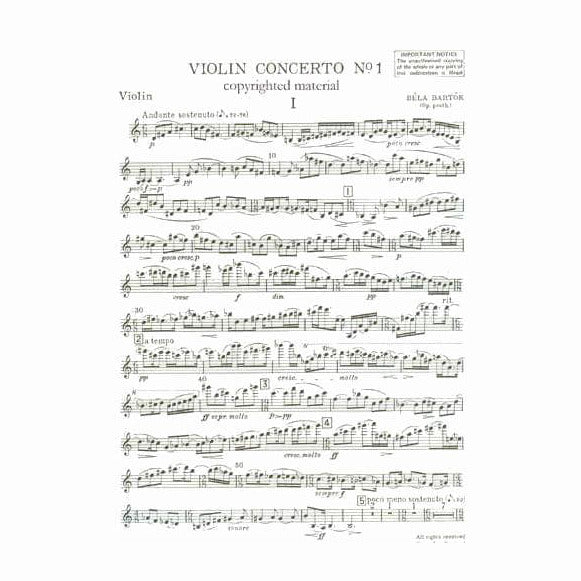 Bartok, Bela - Concerto No 1 Op posth Sz 48a for Violin and Piano - Boosey & Hawkes Edition