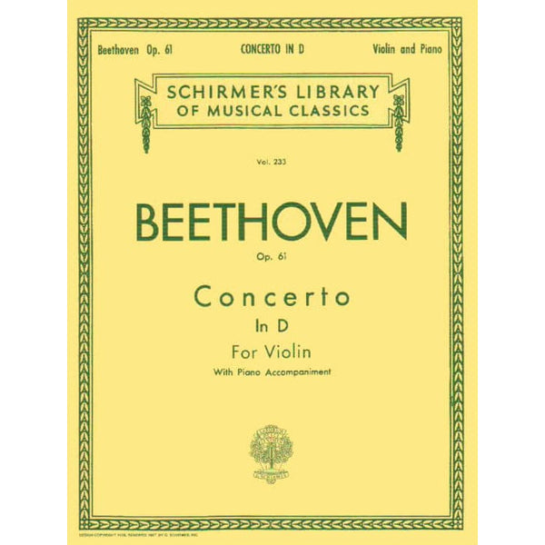 Beethoven, Ludwig - Concerto in D Major Op 61 - Violin and Piano Accom