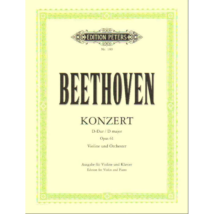 Beethoven, Ludwig - Concerto in D Major Op 61 for Violin and Piano - edited by Flesch - Peters Edition