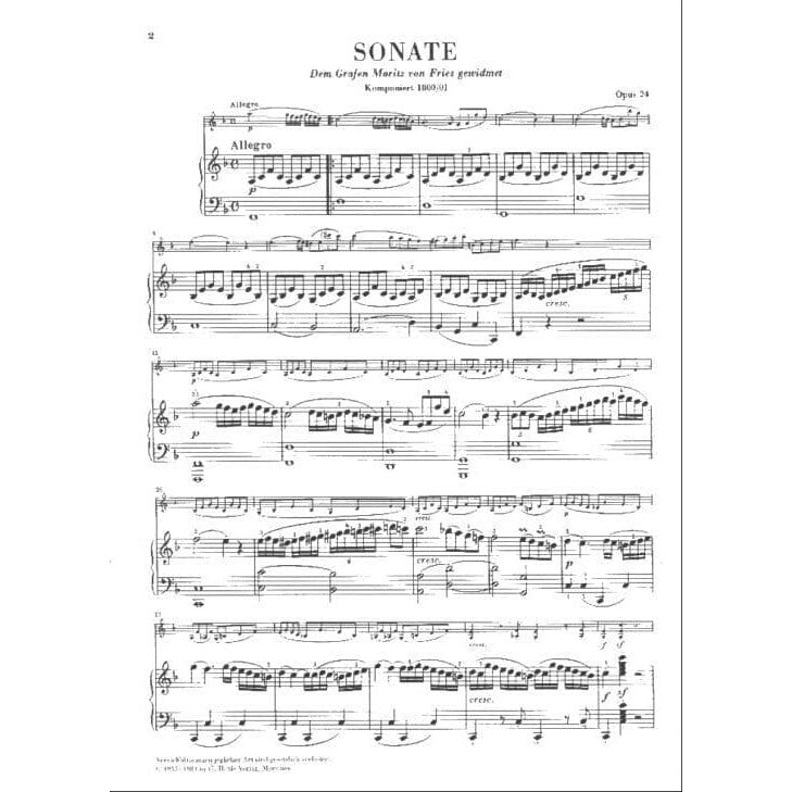 Beethoven, Ludwig - Violin Sonata No 5 in F Major, Op 24 "Spring" - Violin and Piano - edited by Max Rostal - Henle Verlag URTEXT Edition