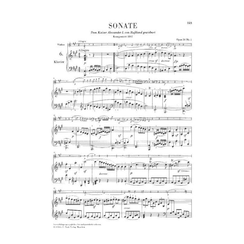 Beethoven, Ludwig - 10 Sonatas Volume 2 No 6-10 - Violin and Piano - edited by Max Rostal - Henle Verlag URTEXT Edition