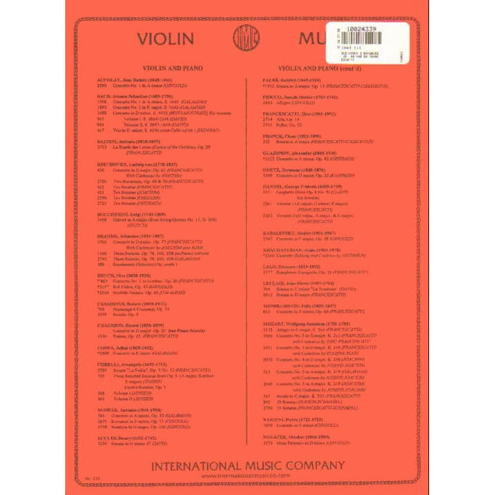 Beethoven, Ludwig - Two Romances, Op 40 and 50 - Violin and Piano - edited by Zino Francescatti - International Music Company Edition