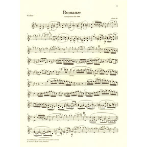 Beethoven, Ludwig - Two Romances, Op 40 and 50 - Violin and Piano - edited by Wolfgang Schneiderhan - G Henle Verlag URTEXT