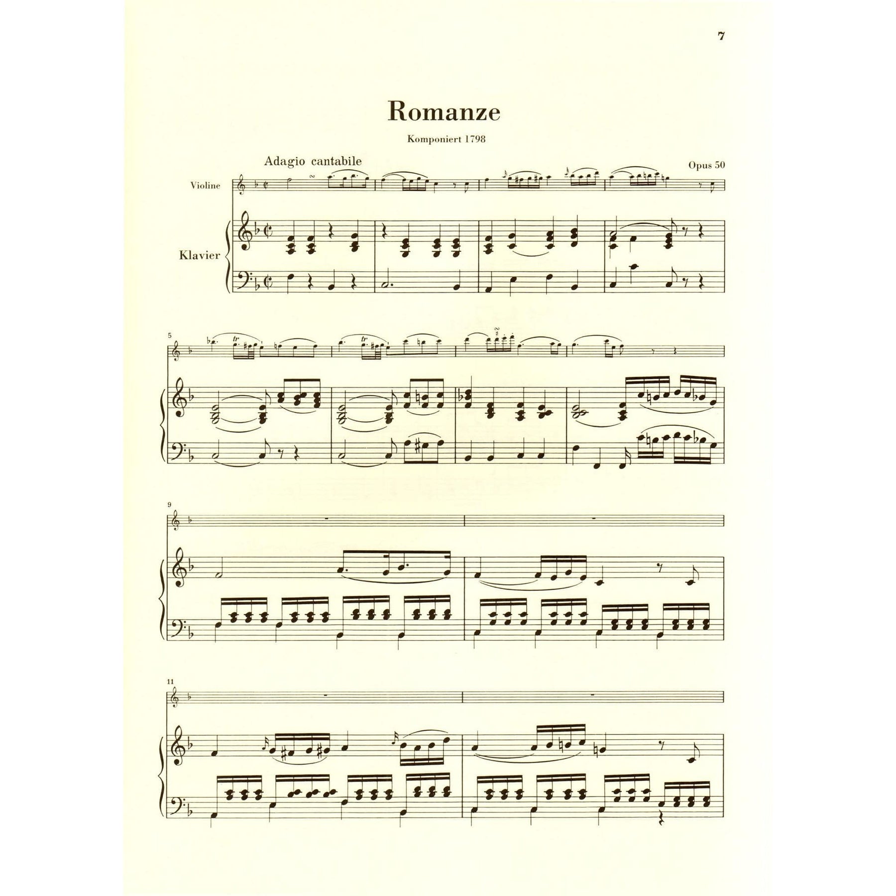 Beethoven, Ludwig - Two Romances, Op 40 and 50 - Violin and Piano - edited by Wolfgang Schneiderhan - G Henle Verlag URTEXT