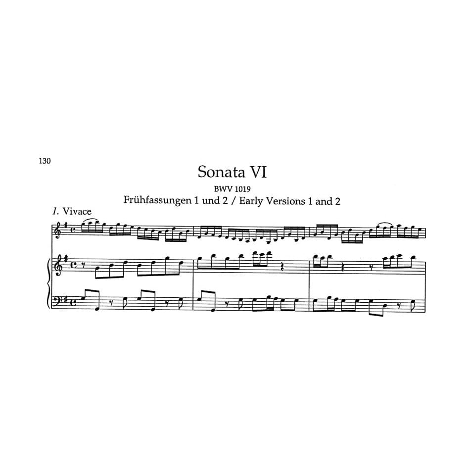 Bach, JS - Six Sonatas, BVW 1014-1019 - Violin and Piano - edited by Peter Wollny and Andrew Manze - Bärenreiter Verlag URTEXT