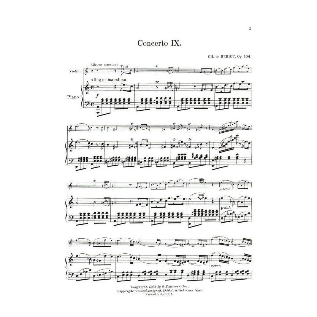 Beriot, Charles De - Concerto No 9 in a minor Op 104 for Violin and Piano - Arranged by Schradieck - Schirmer Edition