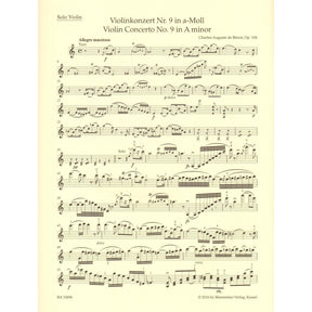 Charles-Auguste de Beriot - Violin Concerto No. 9 in A Minor, Op. 104 - for Violin and Piano - Barenreiter's Concert Pieces