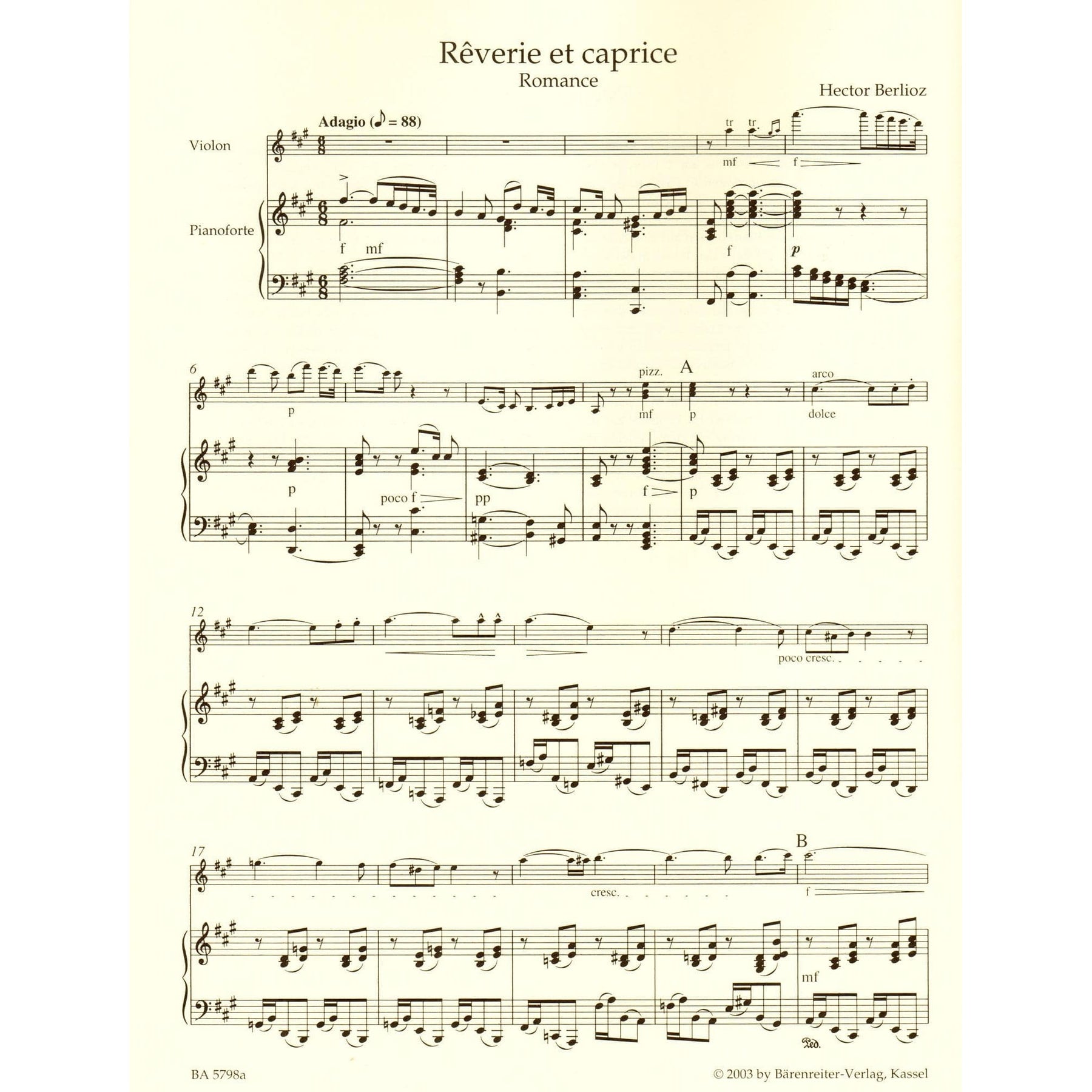 Berlioz-Reverie et Caprice for Violin and Piano