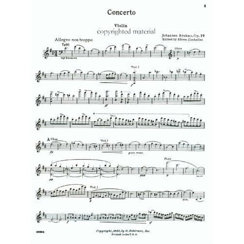 Brahms - Concerto in D for the Violin, Op 77 - edited by Efrem Zimbalist - G Schirmer