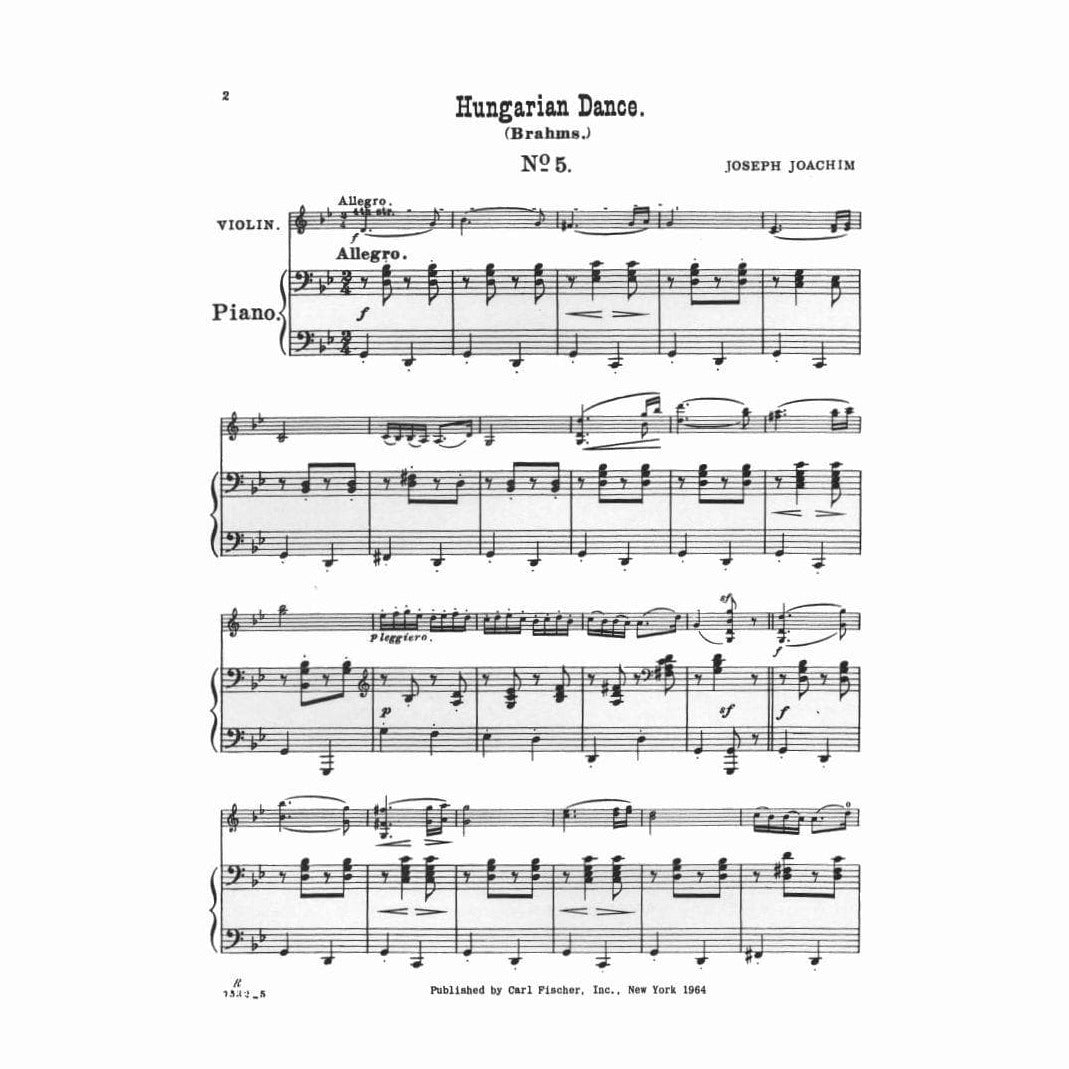Brahms - Hungarian Dance No 5 - for Violin and Piano - edited by Joachim - Carl Fischer
