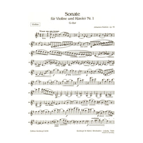 Brahms, Johannes - Sonata No 1 in G Major Op 78 for Violin and Piano - Breitkopf and Haertel Edition