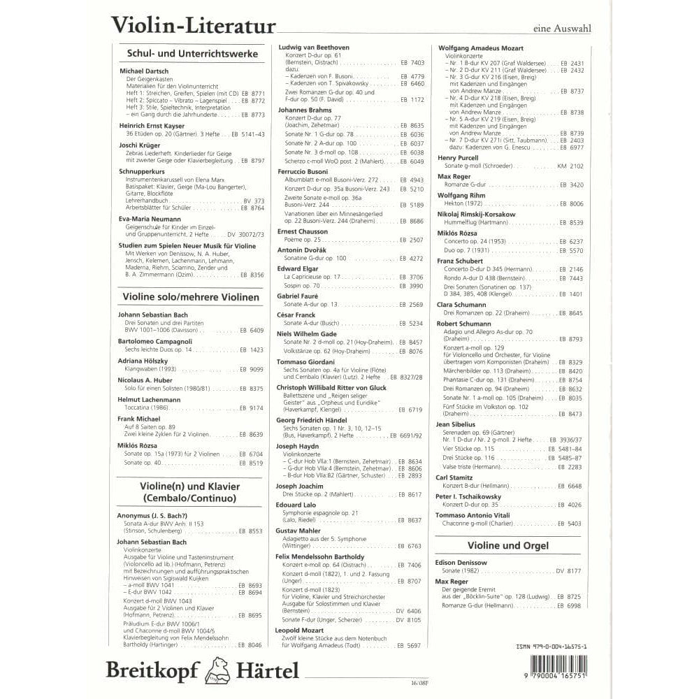 Brahms - Sonata No 2 in A Major, Op 100 - for Violin and Piano - edited by Hans Gal - Breitkopf and Haertel