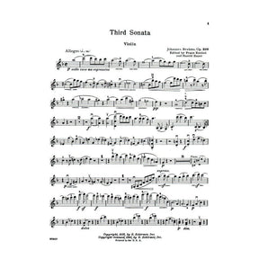 Brahms, Johannes - Sonata No 3 in d minor Op 108 for Violin and Piano - Arranged by Kneisel - Schirmer Edition