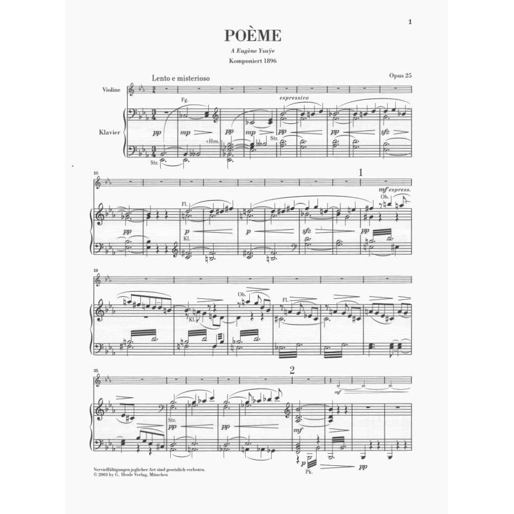 Chausson, Ernest - Poeme, Op 25 - for Violin and Piano - arranged by Umbreit and Gutner - edited by Jost - Henle Verlag URTEXT Edition