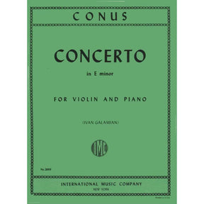 Conus, Julius - Concerto in E Minor for Violin and Piano - edited by Ivan Galamian - International Edition