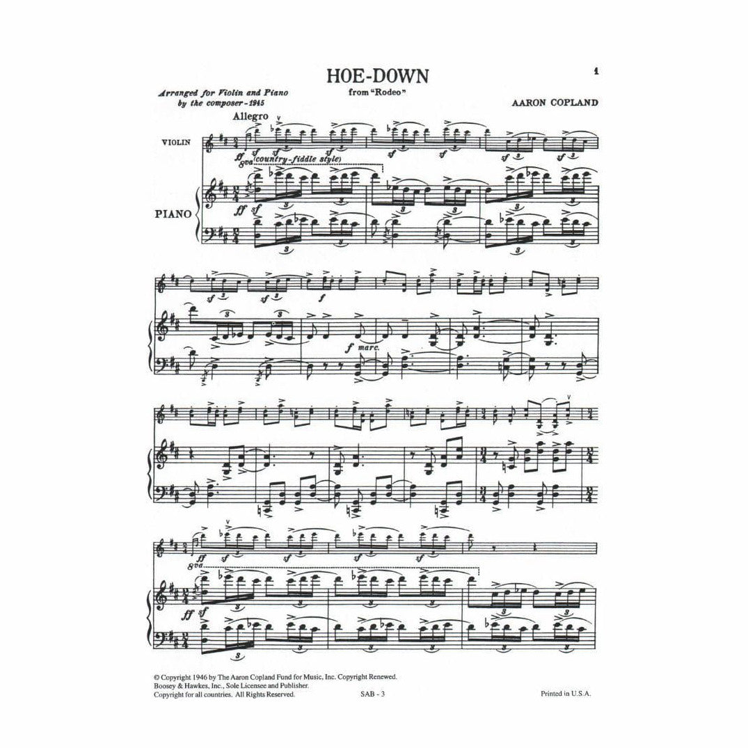 Copland, Aaron - Hoe Down From Rodeo for Violin and Piano - Boosey & Hawkes Publication
