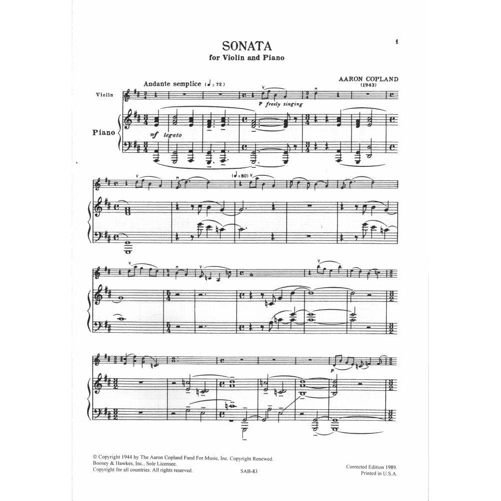 Copland, Aaron - Sonata for Violin and Piano - Boosey & Hawkes Publication