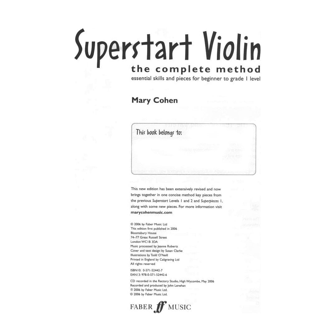 Cohen, Mary - Superstart Violin: The Complete Method - Violin Duet and Piano - Faber Publication