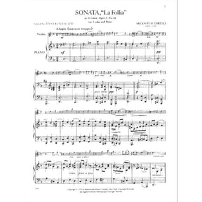 Arcangelo Corelli -  Violin Sonata in D Minor, Op 5 No 12 "La Folia" - Violin and Piano - edited by Zino Francescatti - International Music Company