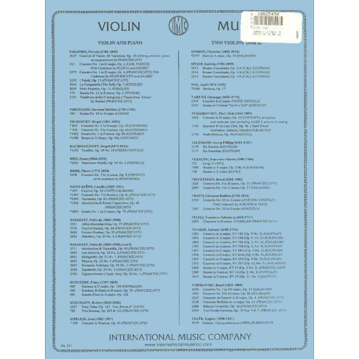 Arcangelo Corelli -  Violin Sonata in D Minor, Op 5 No 12 "La Folia" - Violin and Piano - edited by Zino Francescatti - International Music Company