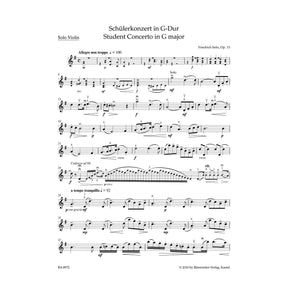 Seitz, Fritz (Friedrich) - Student Concerto Number 2 in G Major, Opus 13 - for Violin and Piano - Bärenreiter