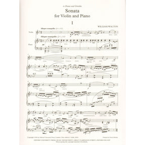 Walton, William - Sonata for Violin and Piano - Revised Edition by Hugh MacDonald - Oxford University Press