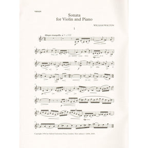 Walton, William - Sonata for Violin and Piano - Revised Edition by Hugh MacDonald - Oxford University Press