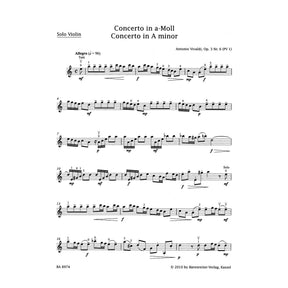 Vivaldi, Antonio - Violin Concerto in A Minor, Op 3 No 6, RV 356 - Violin and Piano - edited by Kurt Sassmannshaus - Bärenreiter
