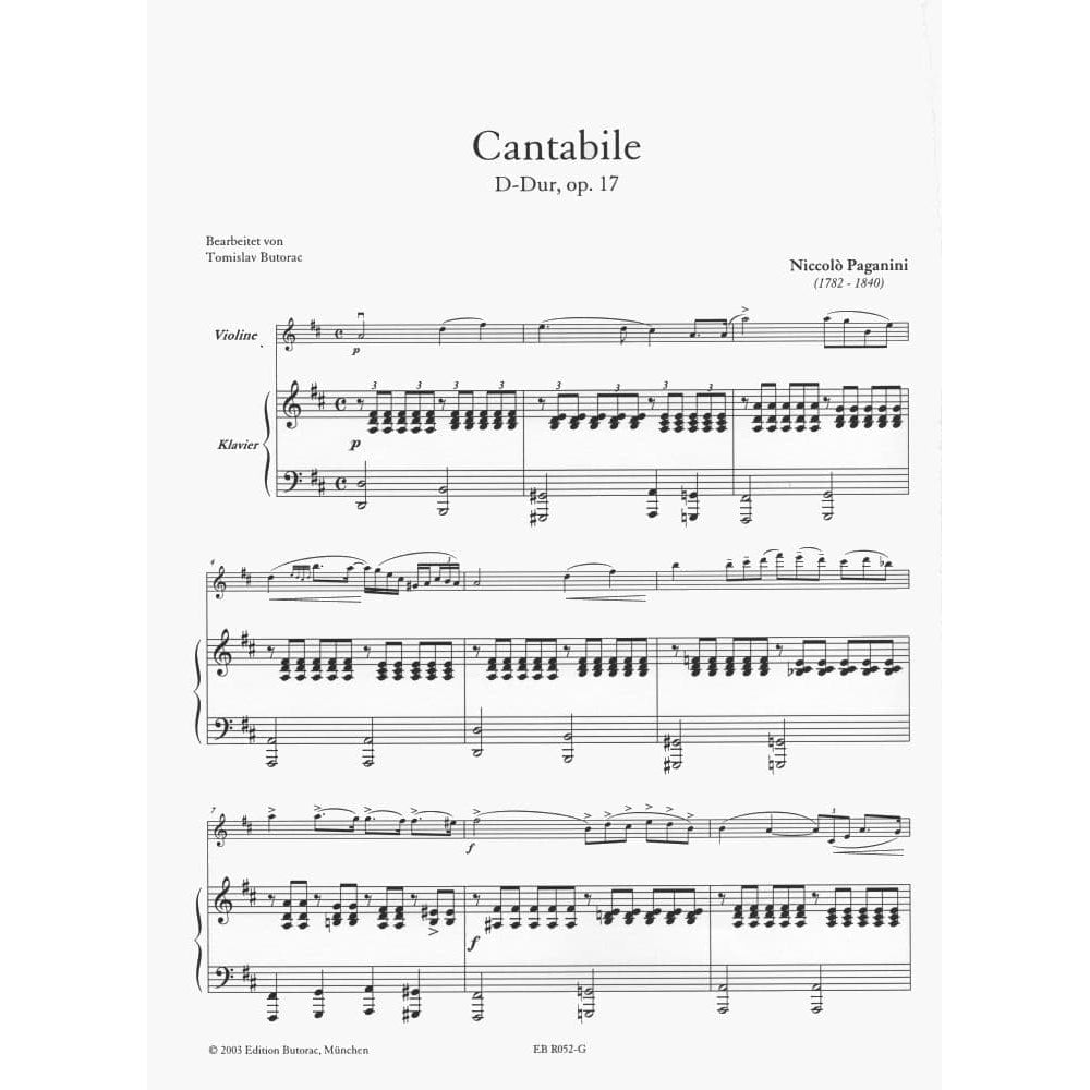 Paganini, Niccolò - Cantabile in D Major, Op 17 - Violin and Piano - edited by Tomislav Butorac - Ice-Land Music