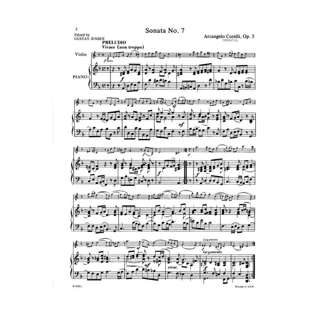 Corelli, Arcangelo - Twelve Sonatas, Op 5: Volume 2 (Nos 7-12) - Violin and Piano - edited by Gustav Jensen - G Schirmer Edition