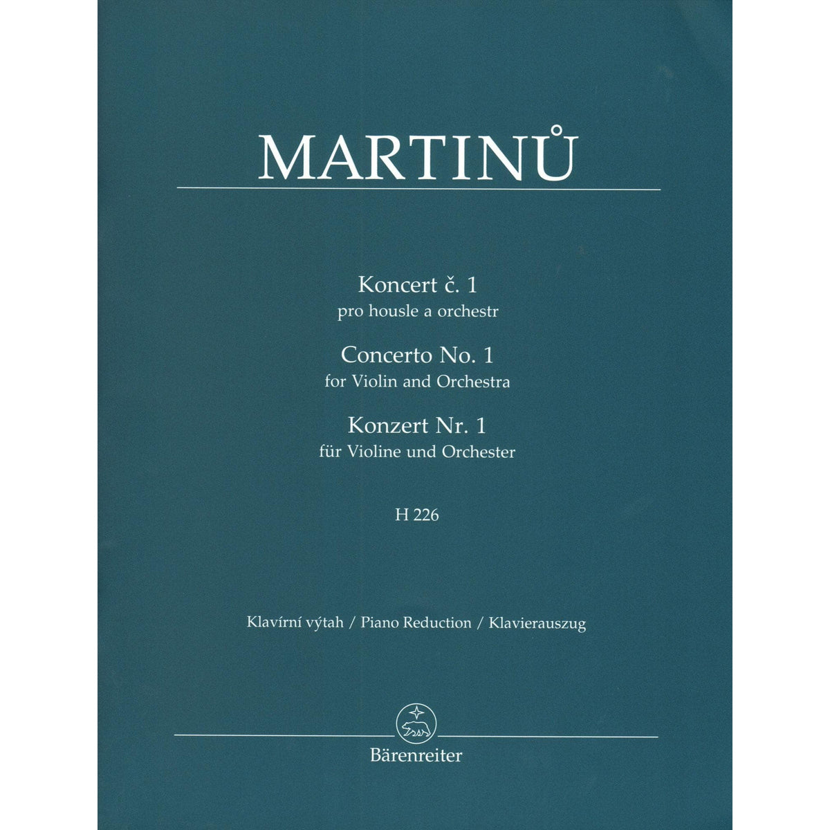 Martinu, Bohuslav - Concerto No. 1 - for Violin and Piano - Barenreiter URTEXT
