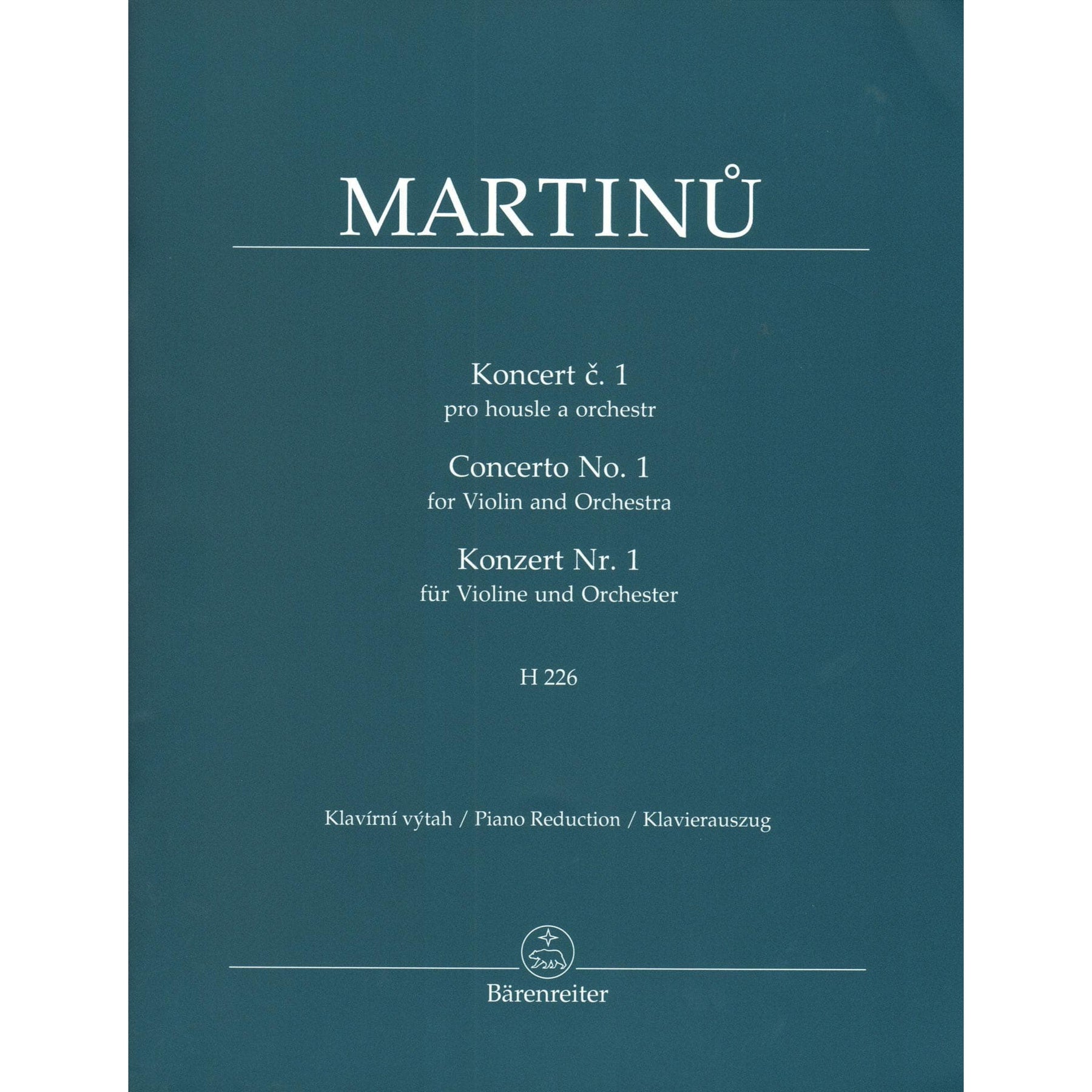 Martinu, Bohuslav - Concerto No. 1 - for Violin and Piano - Barenreiter URTEXT