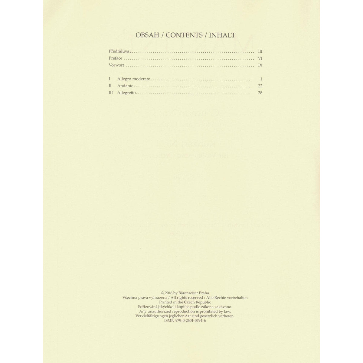 Martinu, Bohuslav - Concerto No. 1 - for Violin and Piano - Barenreiter URTEXT