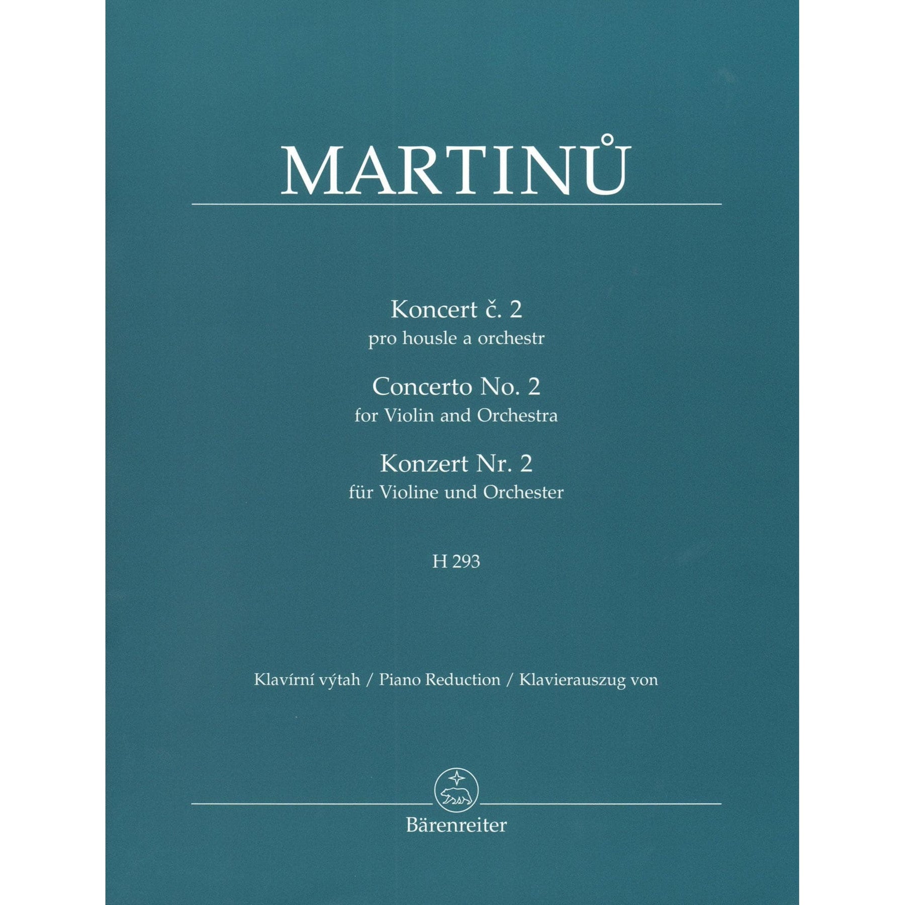 Martinu, Bohuslav - Concerto No. 2 - for Violin and Piano - Barenreiter URTEXT