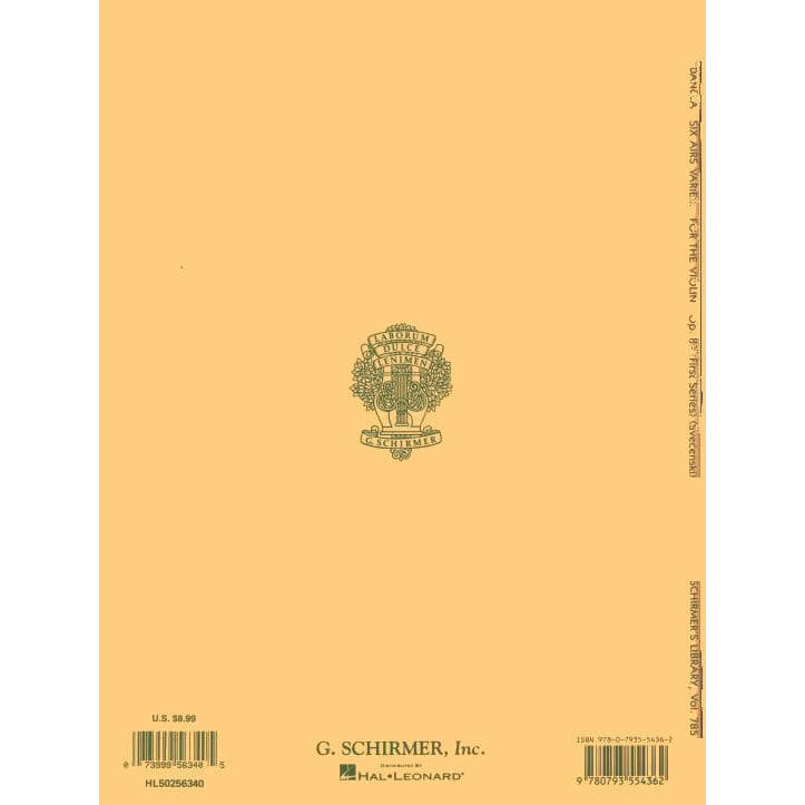 Dancla, Charles - 6 Airs Variés, Op 89 - Violin and Piano - edited by Louis Sve?enski - G Schirmer Edition