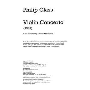 Glass, Philip - Violin Concerto (1987) - for Violin and Piano - Chester Music Edition