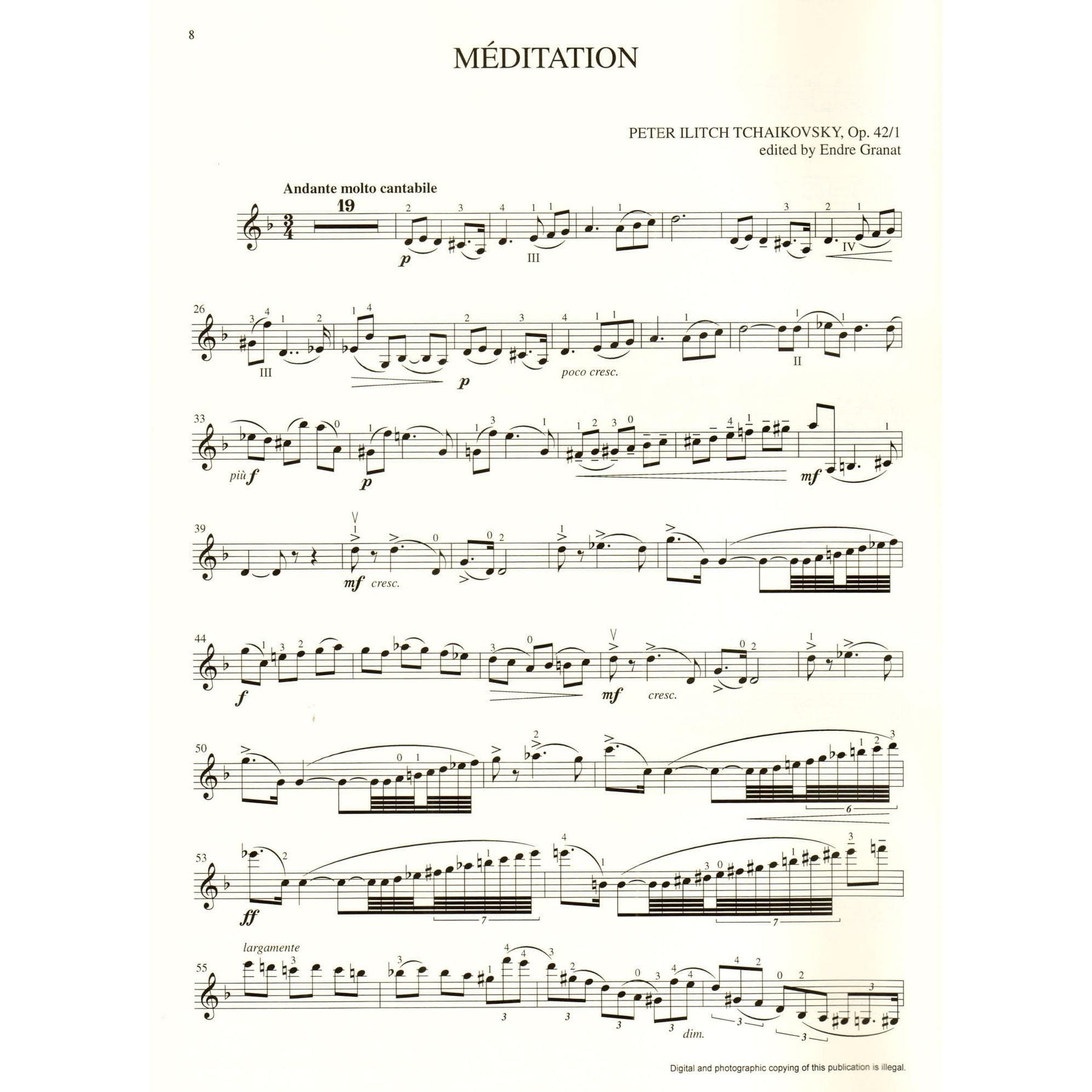 Tchaikovsky, P - Heifetz Collection: Tchaikovsky Complete Works for Violin and Piano - edited by Endre Granat - Lauren Keiser (Hal Leonard)