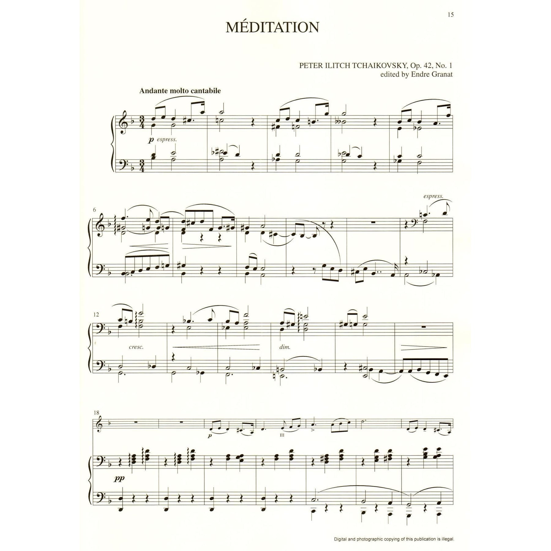Tchaikovsky, P - Heifetz Collection: Tchaikovsky Complete Works for Violin and Piano - edited by Endre Granat - Lauren Keiser (Hal Leonard)
