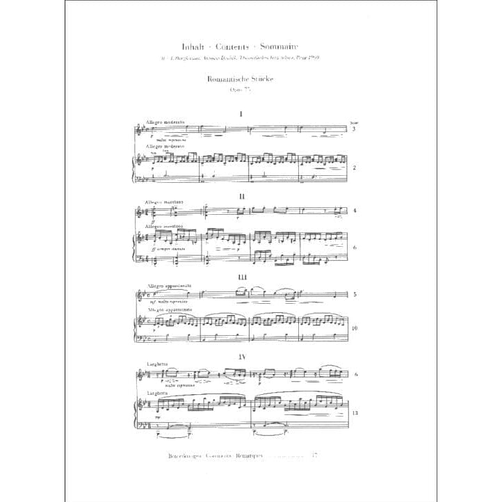 Dvorák, Antonín - Four Romantic Pieces, Op 75 - Violin and Piano - edited by  Kurt Guntner - published by G Henle Verlag URTEXT