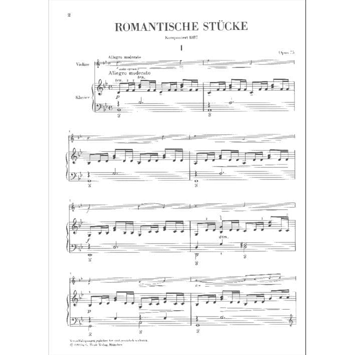 Dvorák, Antonín - Four Romantic Pieces, Op 75 - Violin and Piano - edited by  Kurt Guntner - published by G Henle Verlag URTEXT