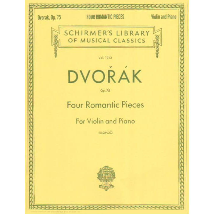 Dvorak, Antonin - Four Romantic Pieces, Op 75 - Violin and Piano - edited by Klopcic - published by Schirmer