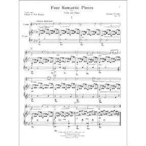 Dvorak, Antonin - Four Romantic Pieces, Op 75 - Violin and Piano - edited by Klopcic - published by Schirmer